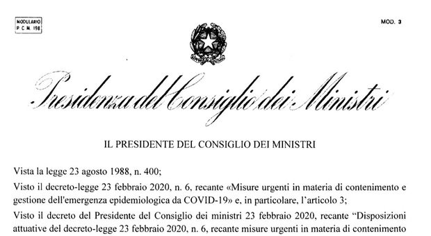 Nuovo DPCM, il testo integrale