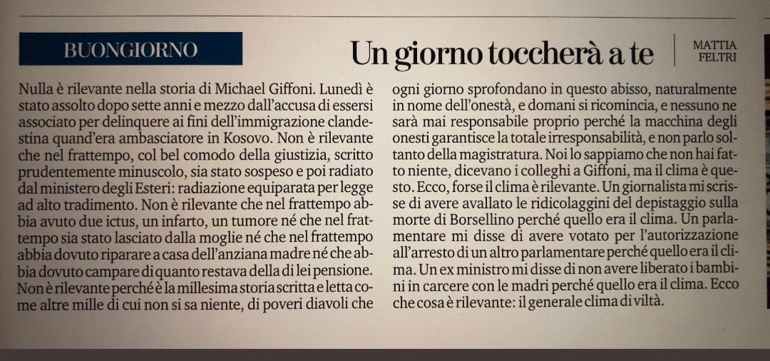 Il caso di Michele Giffoni: dove è finito il giornalismo e la lezione di Mattia Feltri