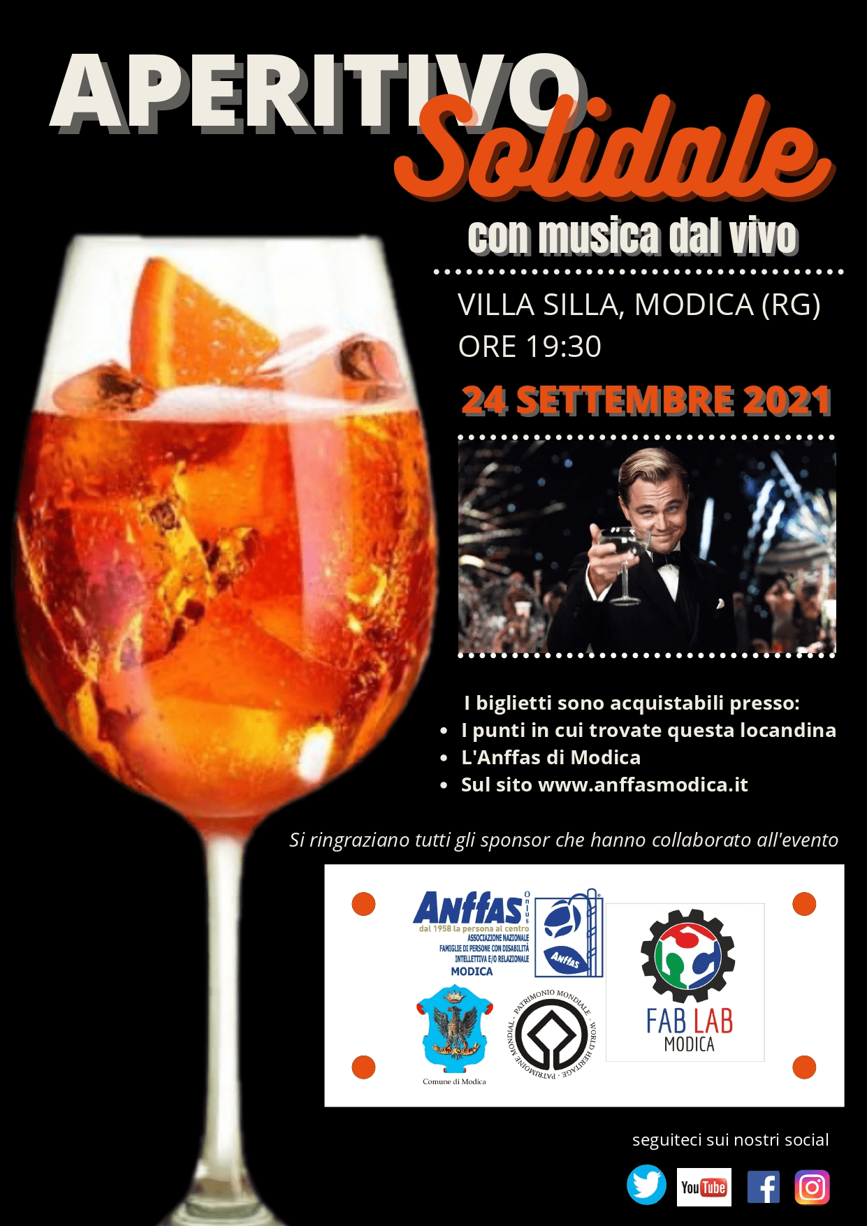 Anffas Modica, venerdì 24 settembre, propone l’aperitivo solidale in via Silla