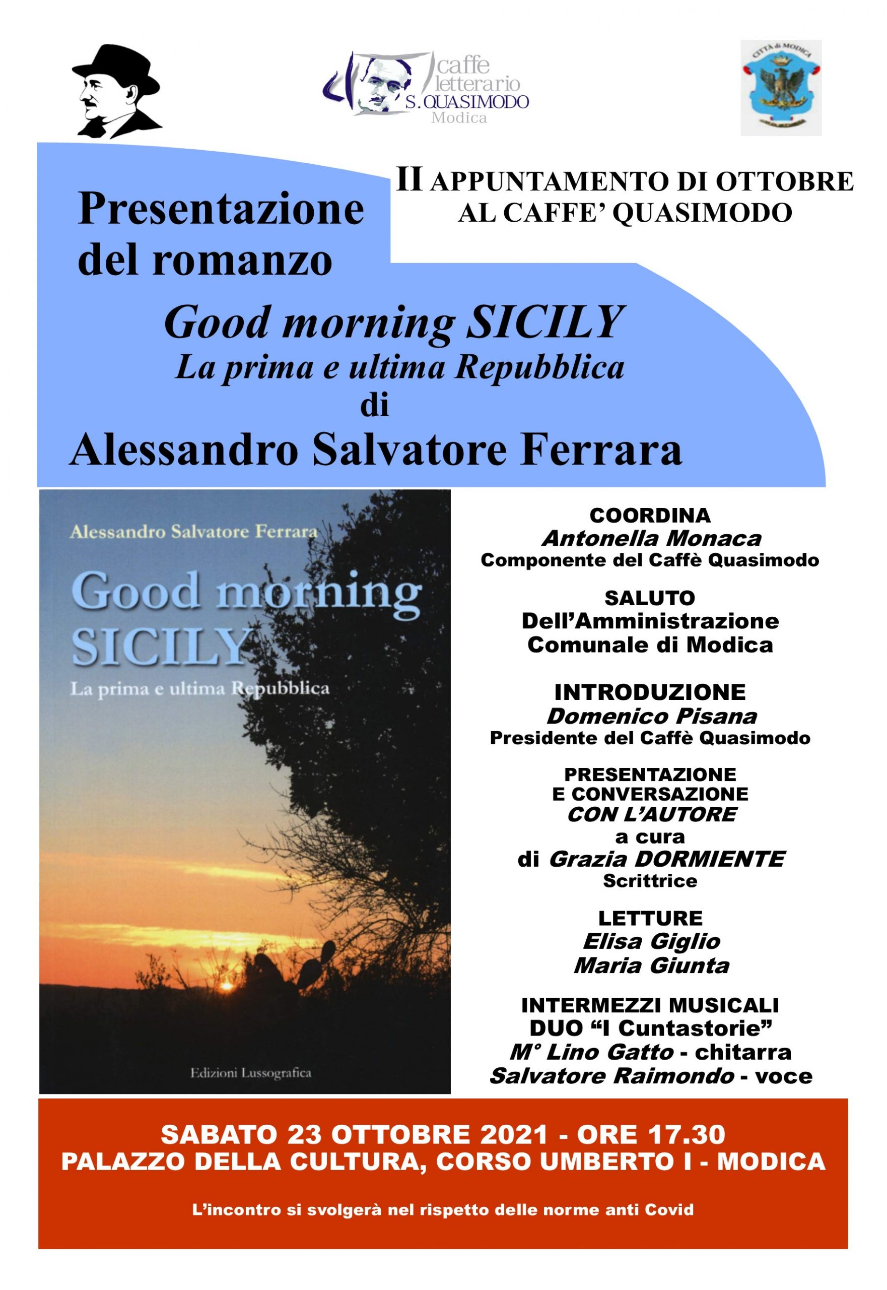 Modica, il 23 ottobre al Caffè Quasimodo, il romanzo di Alessandro Salvatore Ferrara