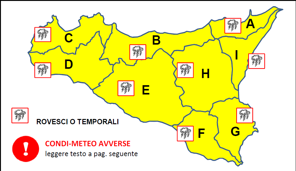 Meteo, tornano i temporali: allerta della Protezione Civile in tutta la Sicilia