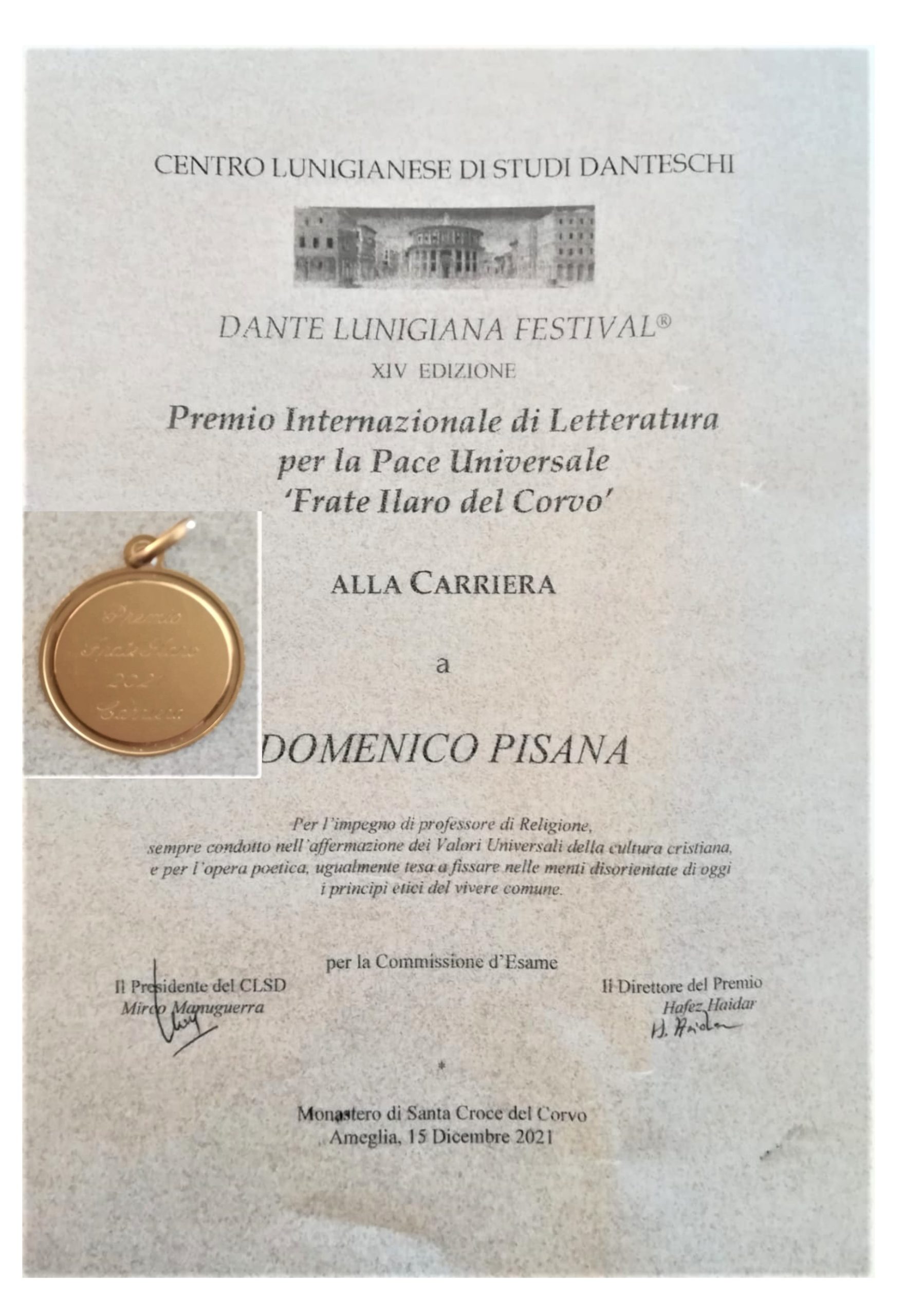 Premio Letterario del Centro Lunigianese di Studi Danteschi al modicano Domenico Pisana