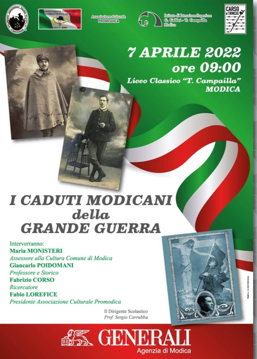 Modica, Giovedi 7 aprile, piccolo evento dedicato ai caduti modicani della grande guerra