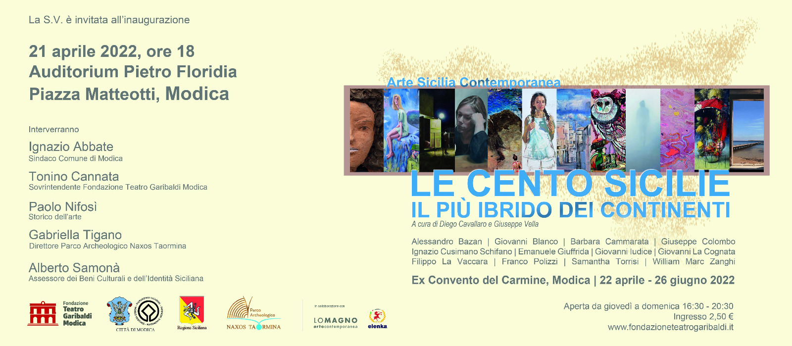Arte: da Taormina a Modica, in arrivo giovedì al convento del Carmine “Le Cento Sicilie”