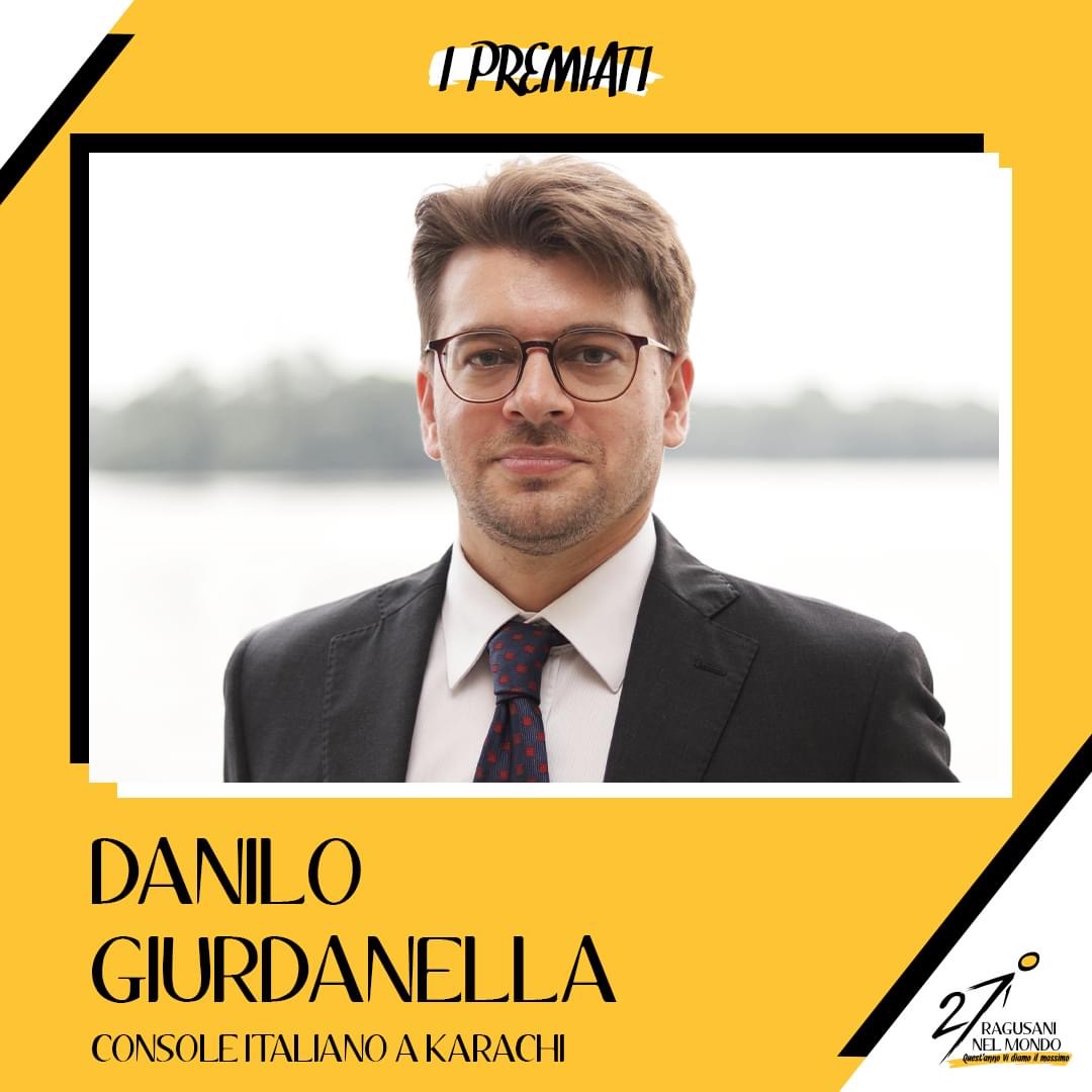 Il modicano Danilo Giurdanella, console a Karachi fra i premiati della 27 edizione di Ragusani nel Mondo