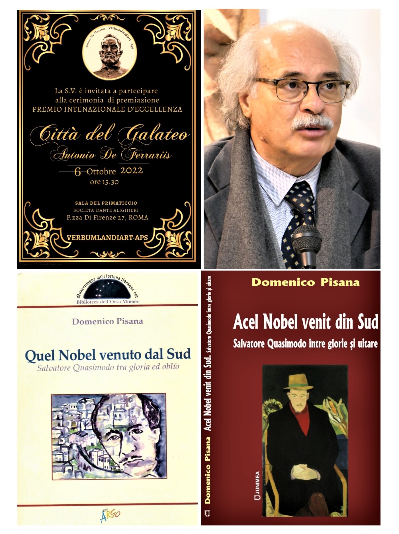 Premio speciale “Antonio De Ferraris” a Domenico Pisana, Presidente del Caffè Letterario Quasimodo