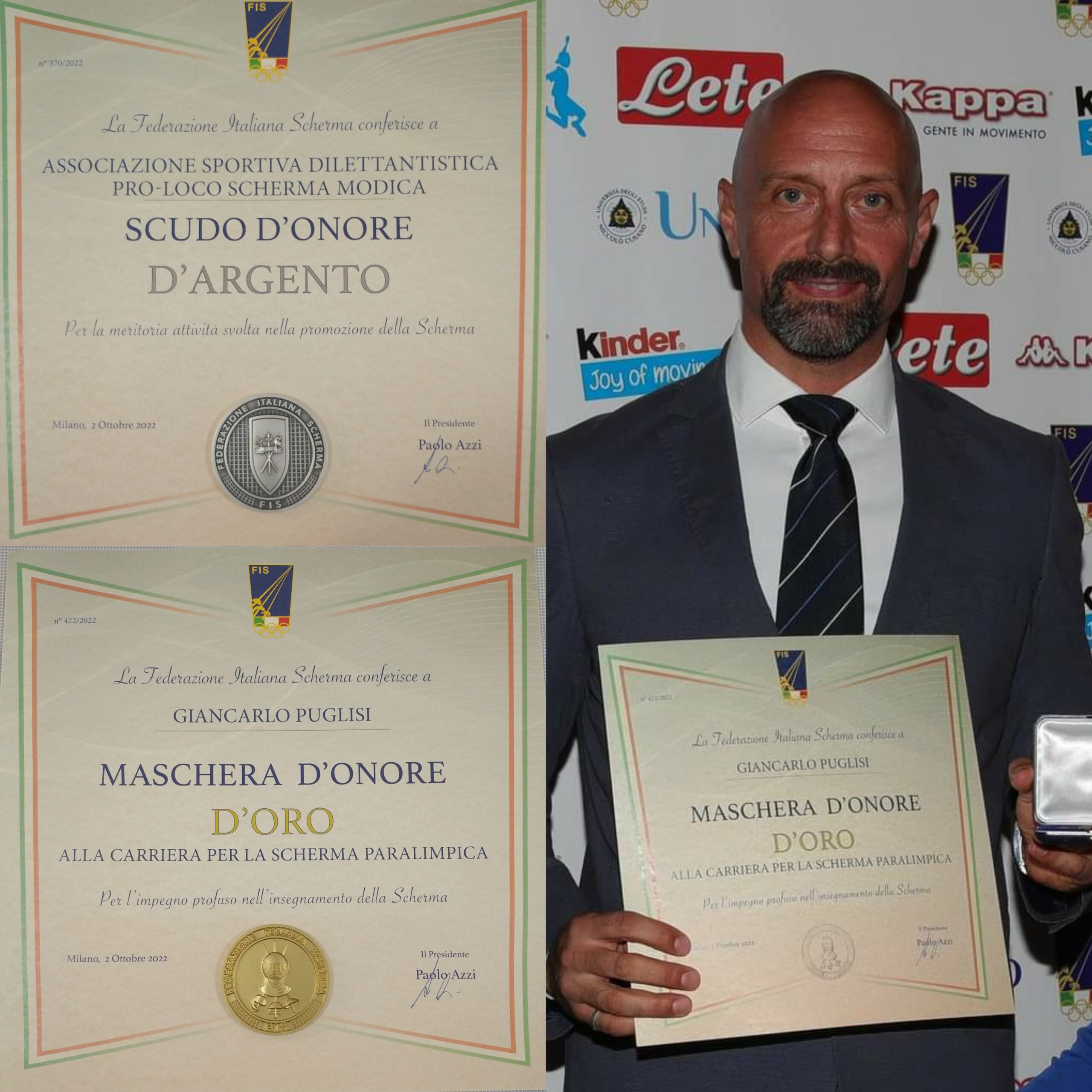 Per la Scherma Modica weekend a Milano, il sodalizio modicano ha ricevuto due onorificenze