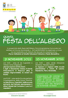 Lunedì 21 Novembre arriva a Ragusa la Festa dell’Albero