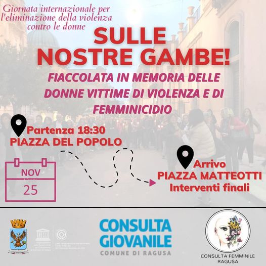A Ragusa una fiaccolata per ricordare le donne vittime di violenza: il 25 novembre
