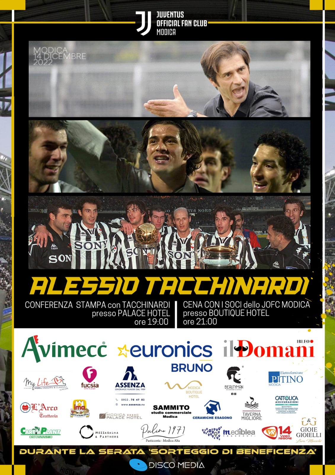 Modica: Juventus Club “Gianluca Pessotto”, per gli auguri di Natale il 14 dicembre c’è Alessio Tacchinardi