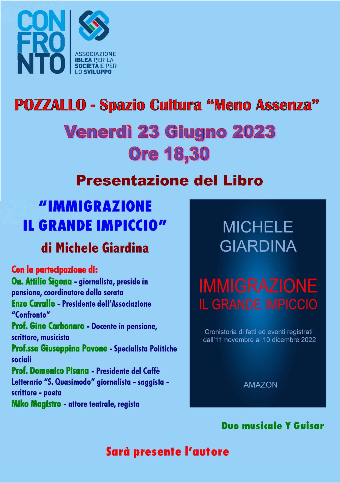 Pozzallo, si presenta il 23 giugno il libro “Immigrazione il grande impiccio” di Michele Giardina