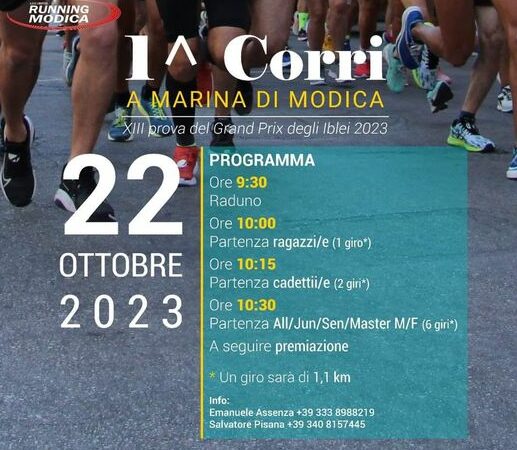 Atletica: domenica si corre la prima edizione della “Corri a Marina di Modica” cambia la viabilità nella frazione