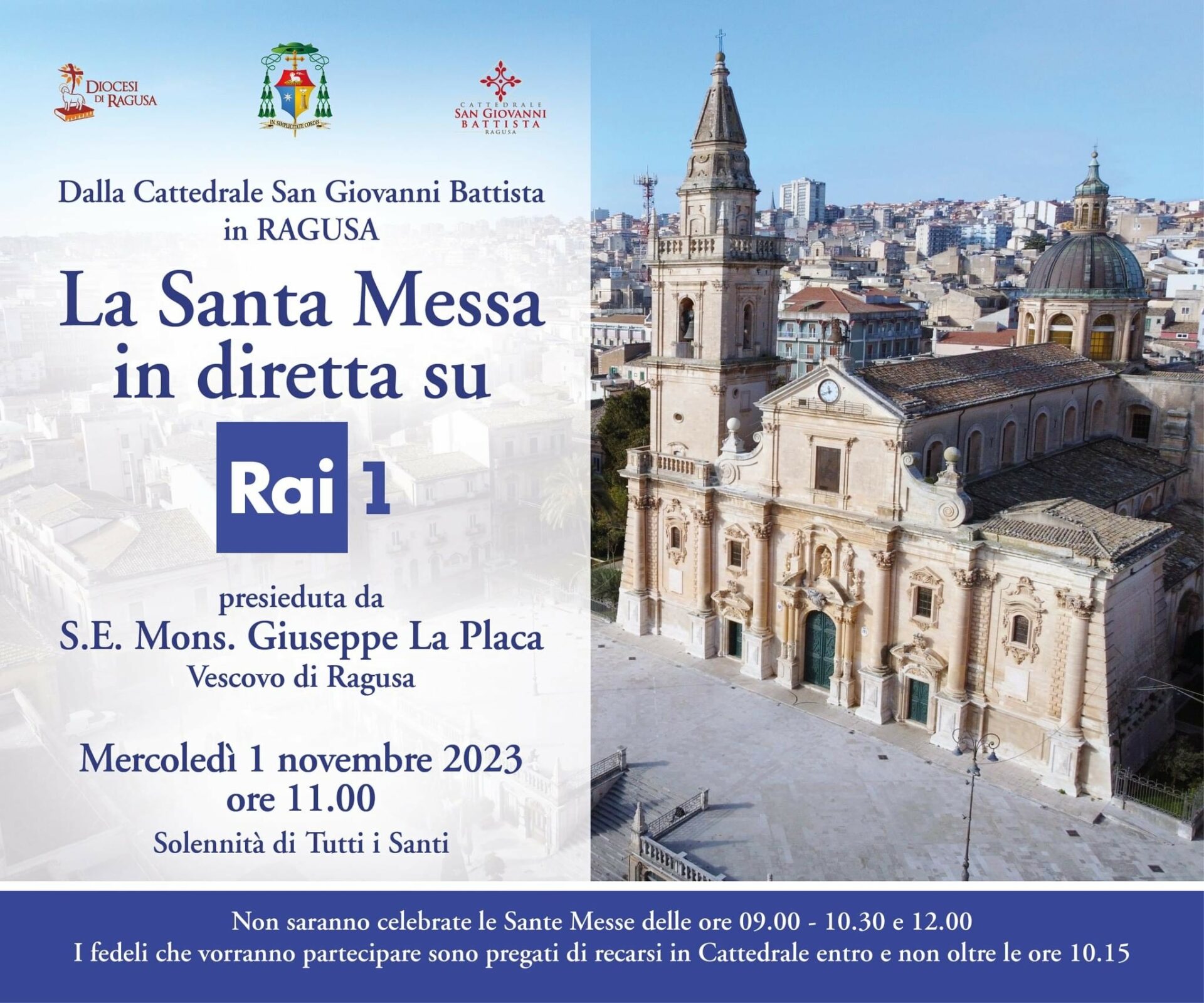 La Cattedrale di Ragusa su Rai 1 il primo novembre solennità di Tutti i Santi