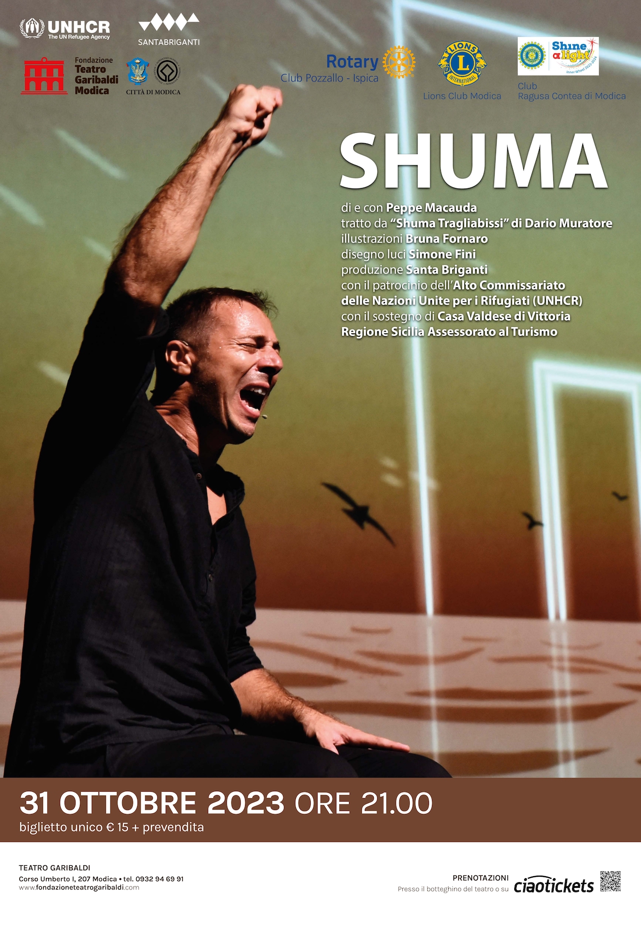 Il 31 ottobre c’è Shuma, spettacolo di beneficenza al Teatro Garibaldi di Modica