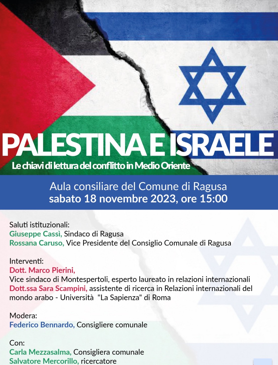 A Ragusa approfondimento sulla Palestina e Israele a Palazzo dell’Aquila