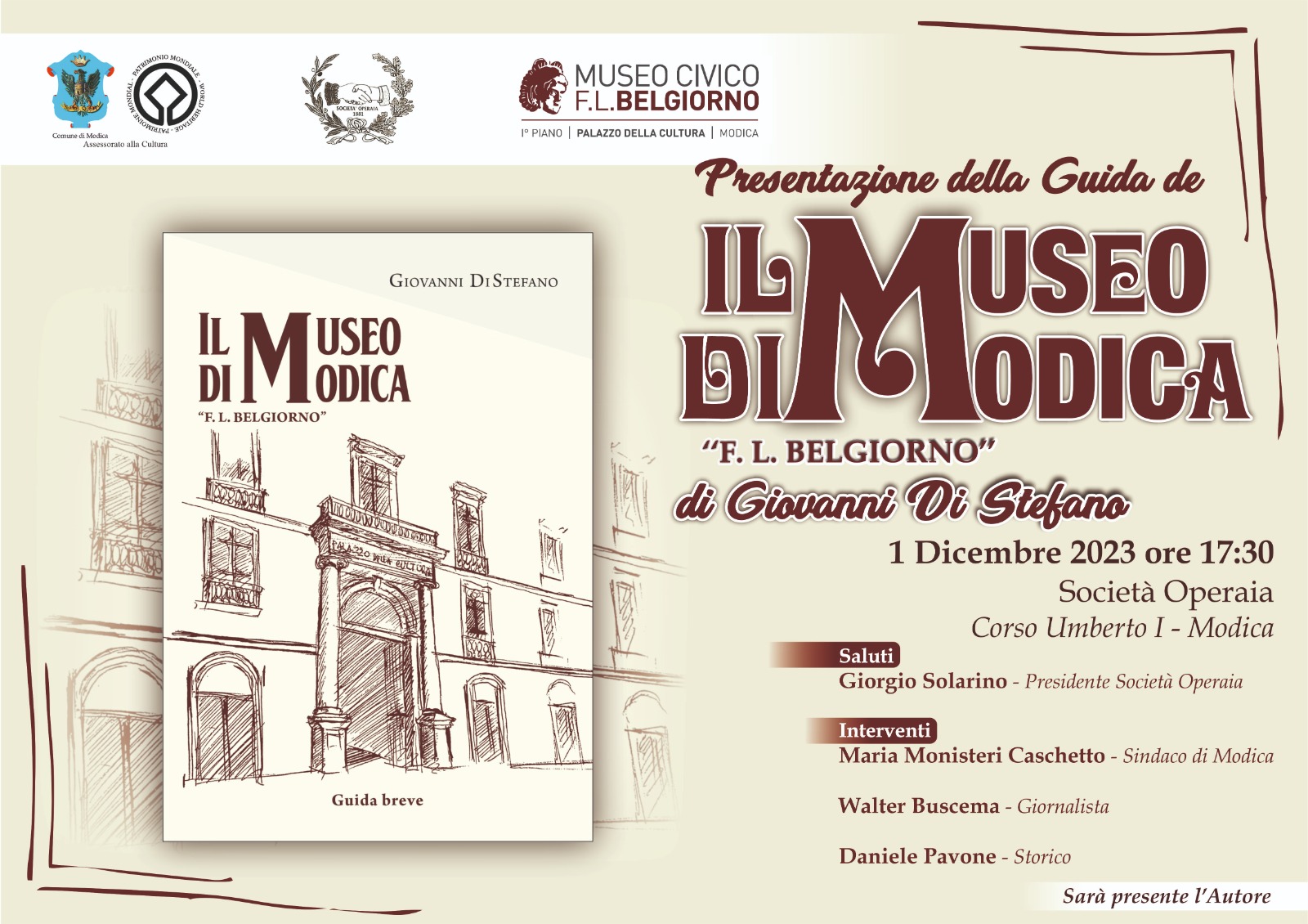 Modica sarà presentata domani una nuova guida a stampa del “Museo F.L. Belgiorno”