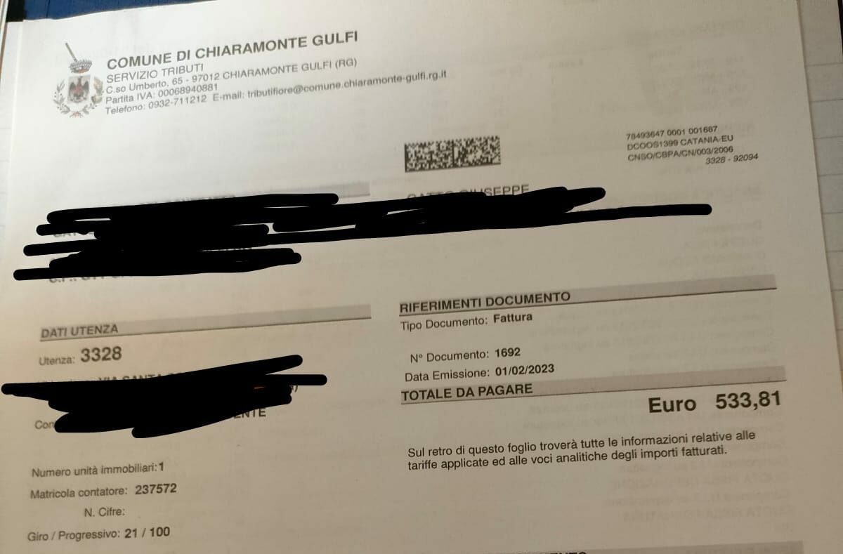 Bollette idriche sbagliate a Chiaramonte Gulfi: gli utenti che hanno già pagato riceveranno rimborso