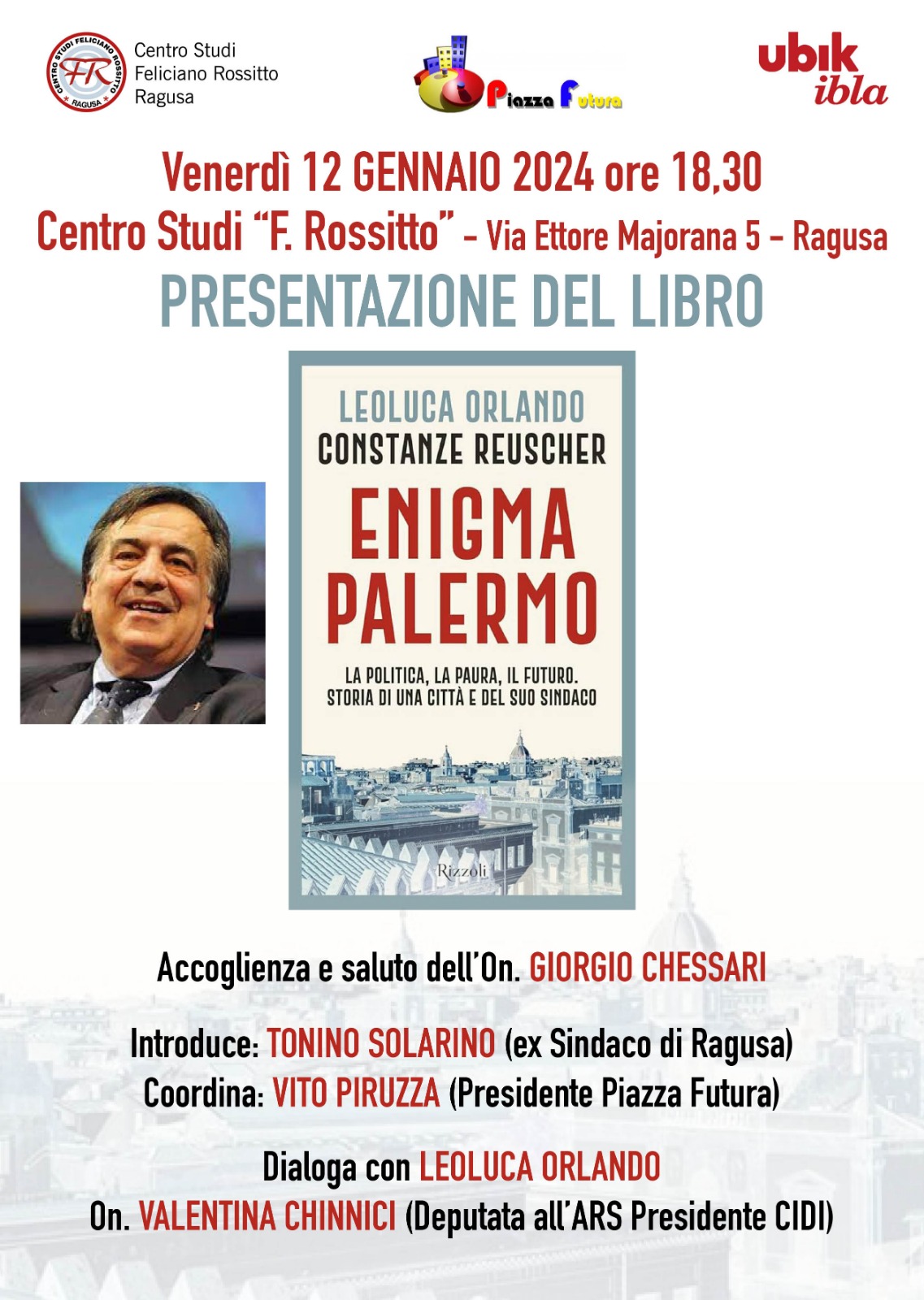 Domani a Ragusa sarà presentato l’ultimo libro di Leoluca Orlando “Enigma Palermo”