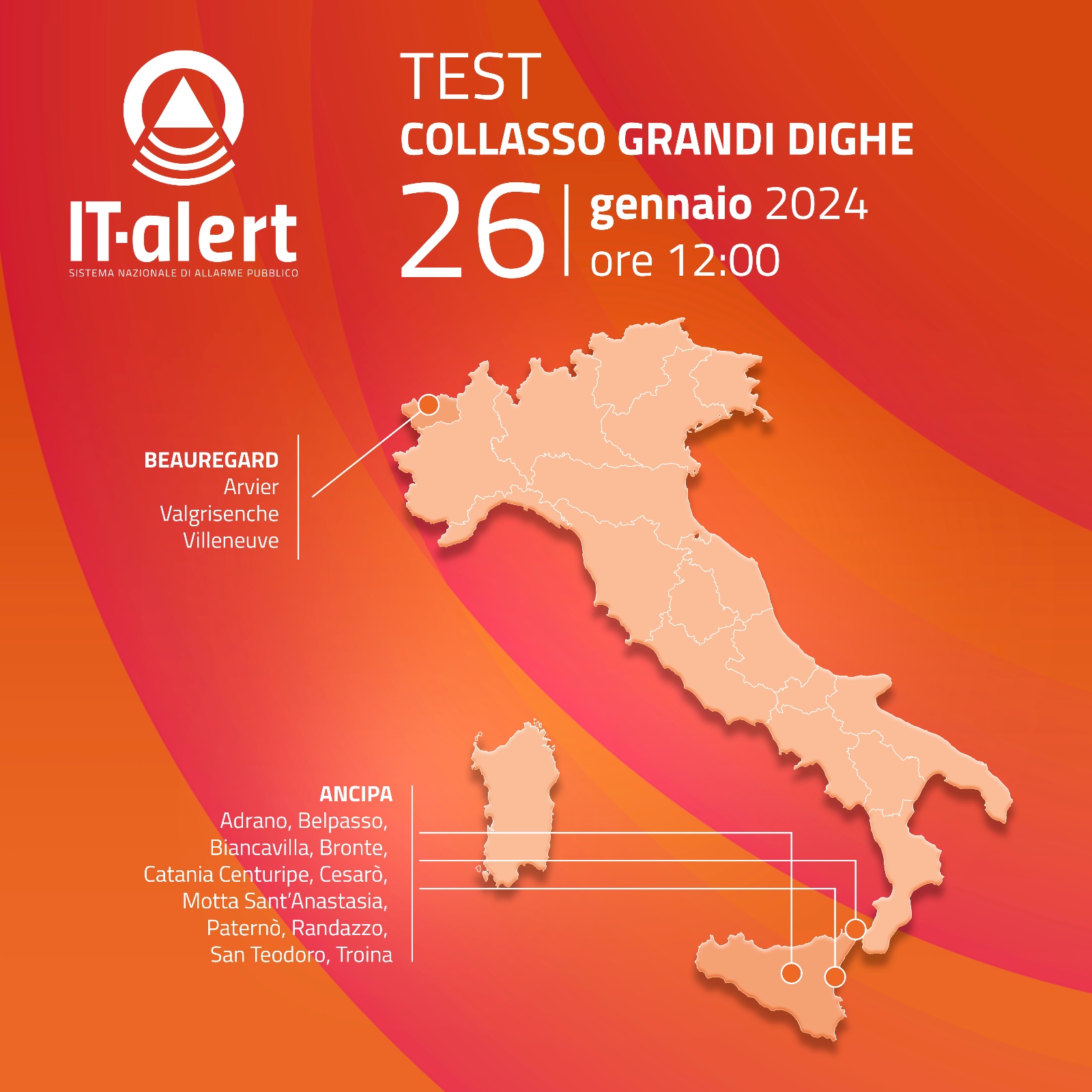 Il 26 gennaio nuovo test IT-alert in Sicilia, il sistema di allarme della Protezione Civile