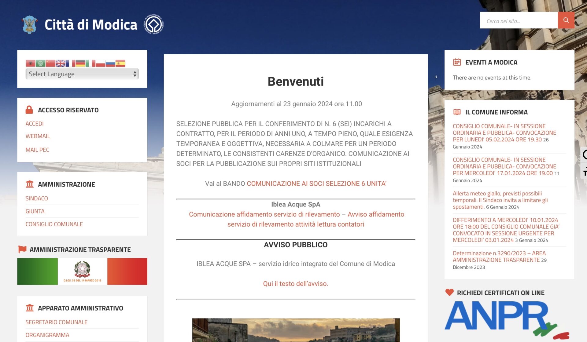 Modica, stanziati i soldi per il rinnovo del sito web del comune, ma ad oggi nulla… ma si farà? 