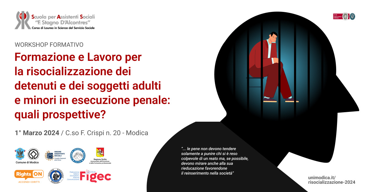 A Modica un seminario per la risocializzazione dei detenuti, formazione-lavoro binomio di partenza