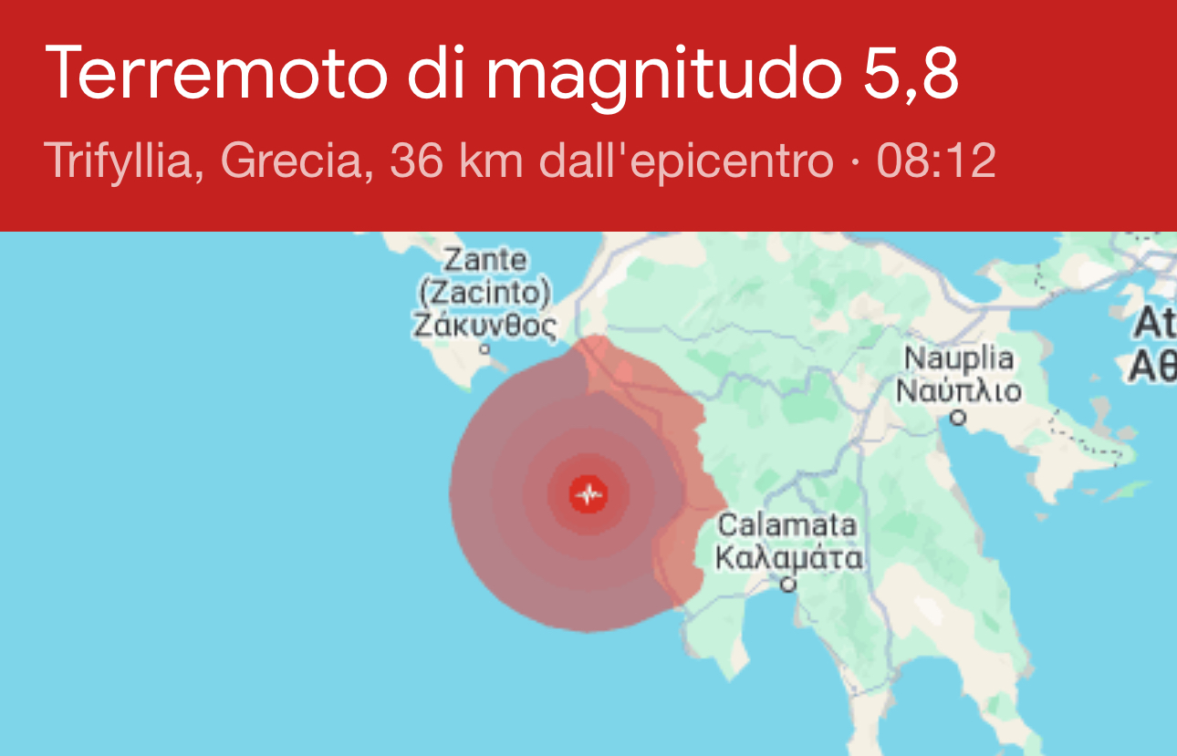 Ragusa: avvertita scossa di terremoto con epicentro in Grecia