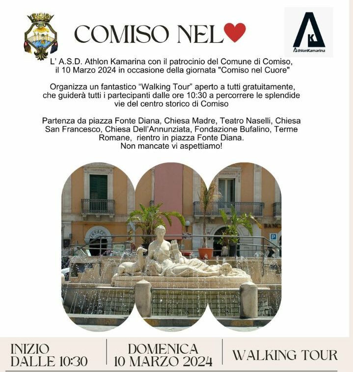“Comiso nel Cuore”, domenica un walking tour per ammirare le bellezze della città casmenea
