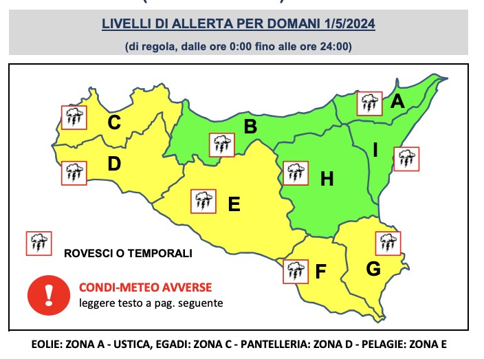 Primo Maggio con qualche precipitazione nel ragusano, protezione civile dirama allerta gialla