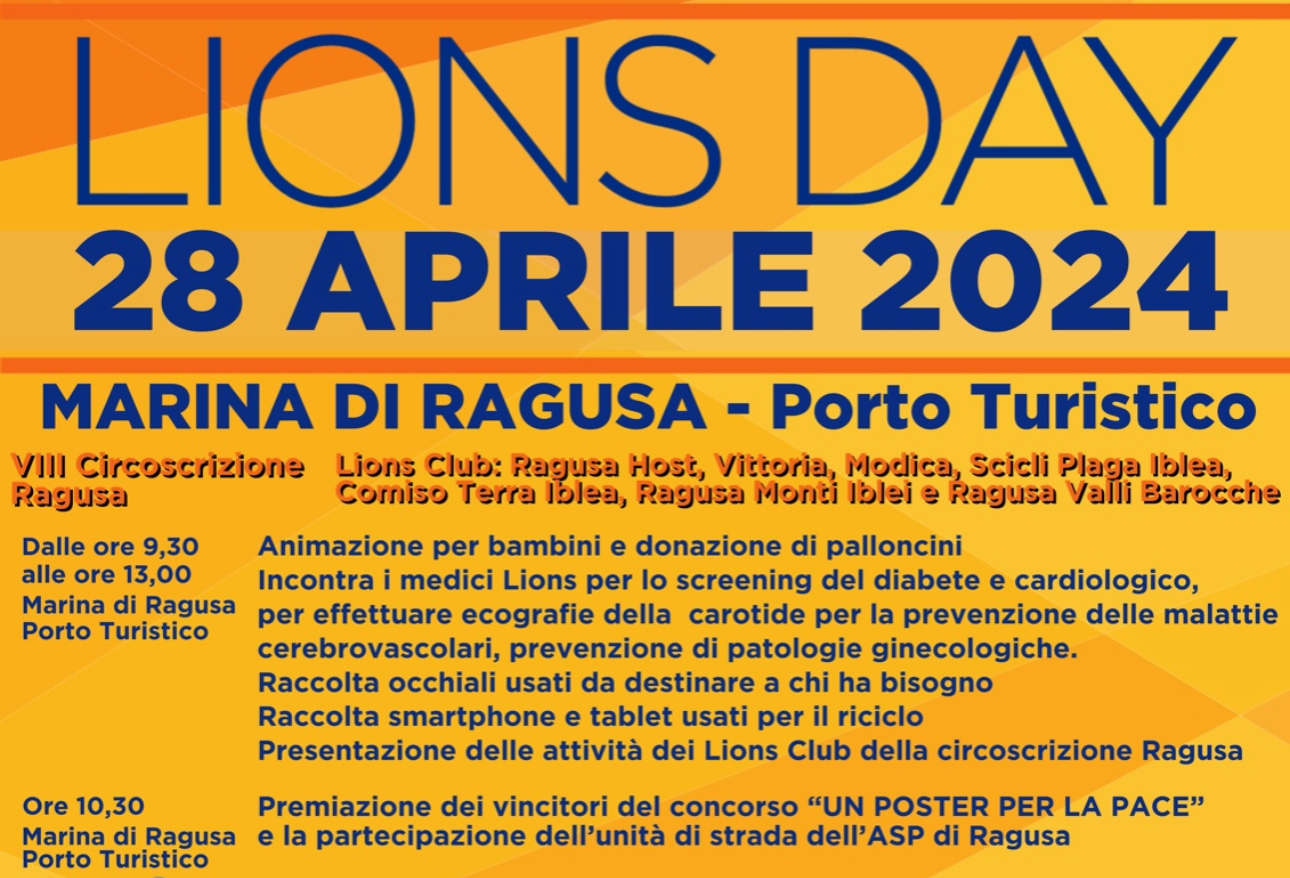 Marina di Ragusa: si terrà domenica al porto il “Lions Day”