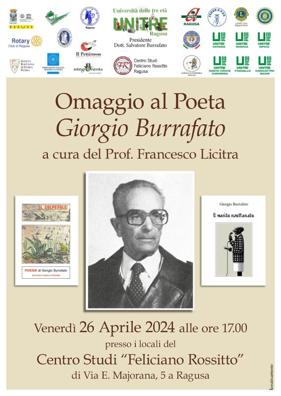 Un incontro per ricordare il poeta Giorgio Burrafato, il prossimo 26 aprile
