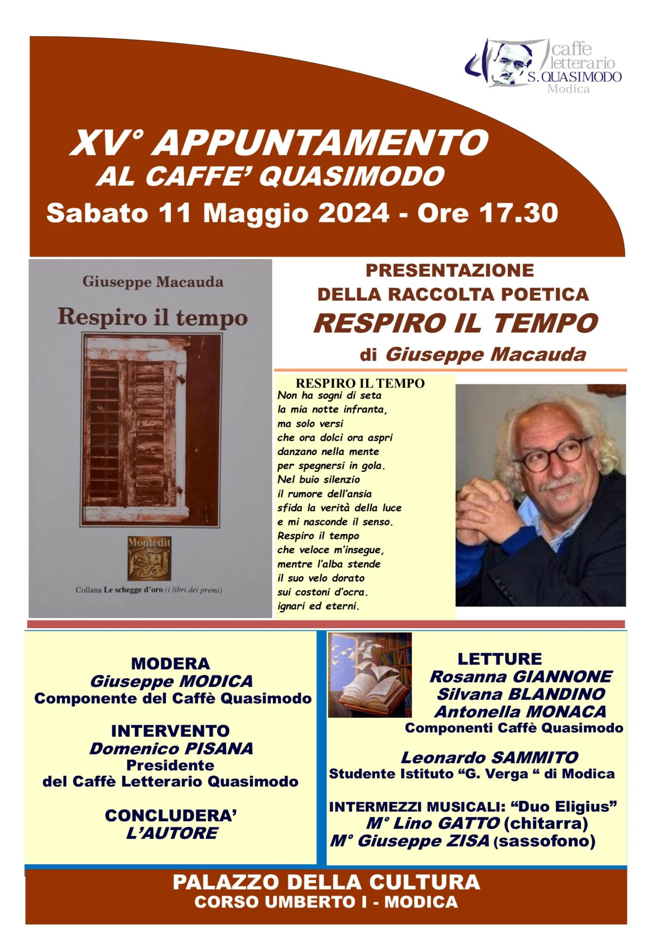 Sabato sera al Caffè Quasimodo la poesia di Giuseppe Macauda
