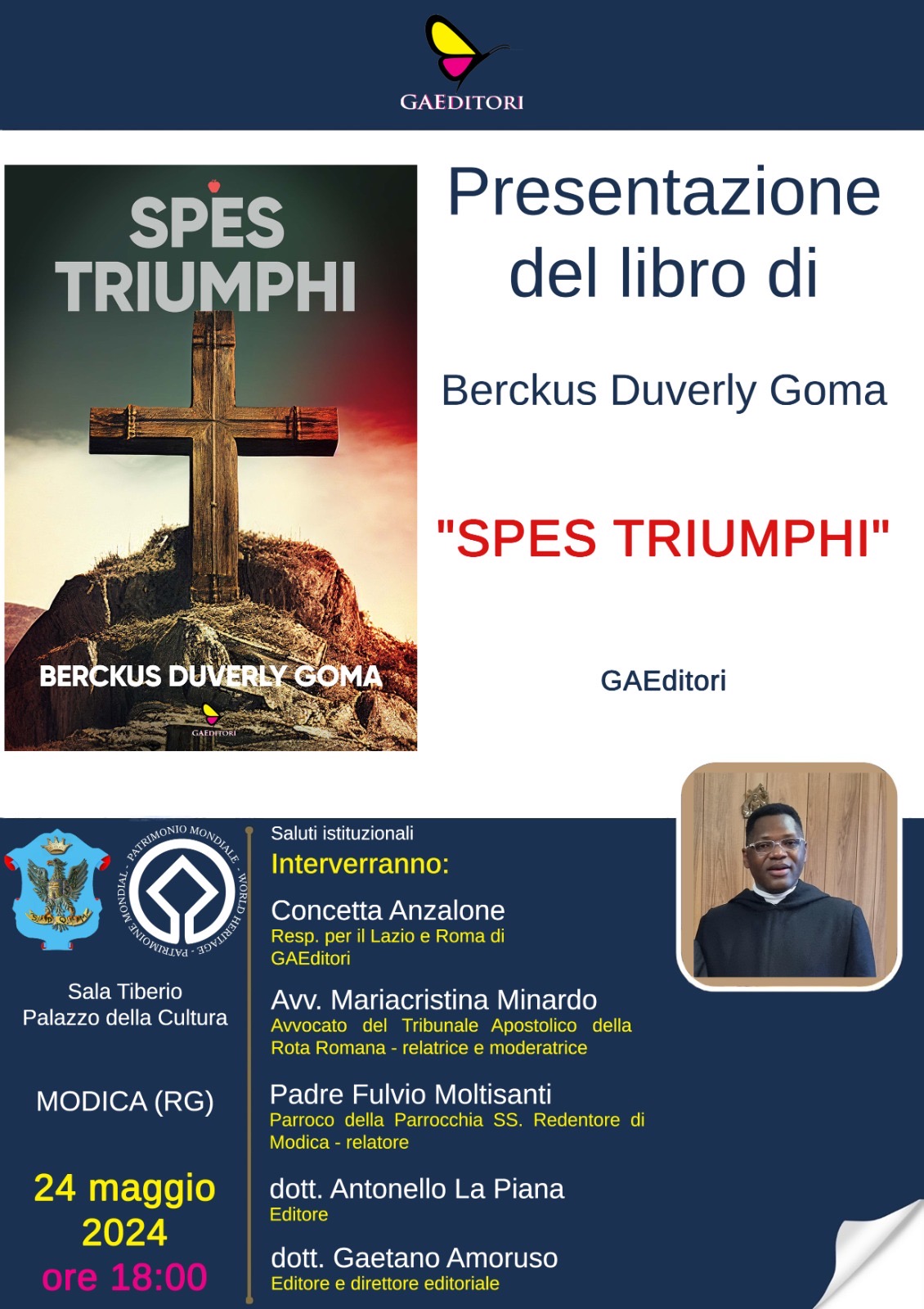 “Spes Triumphi” di Goma sarà presentato a Modica il 24 maggio