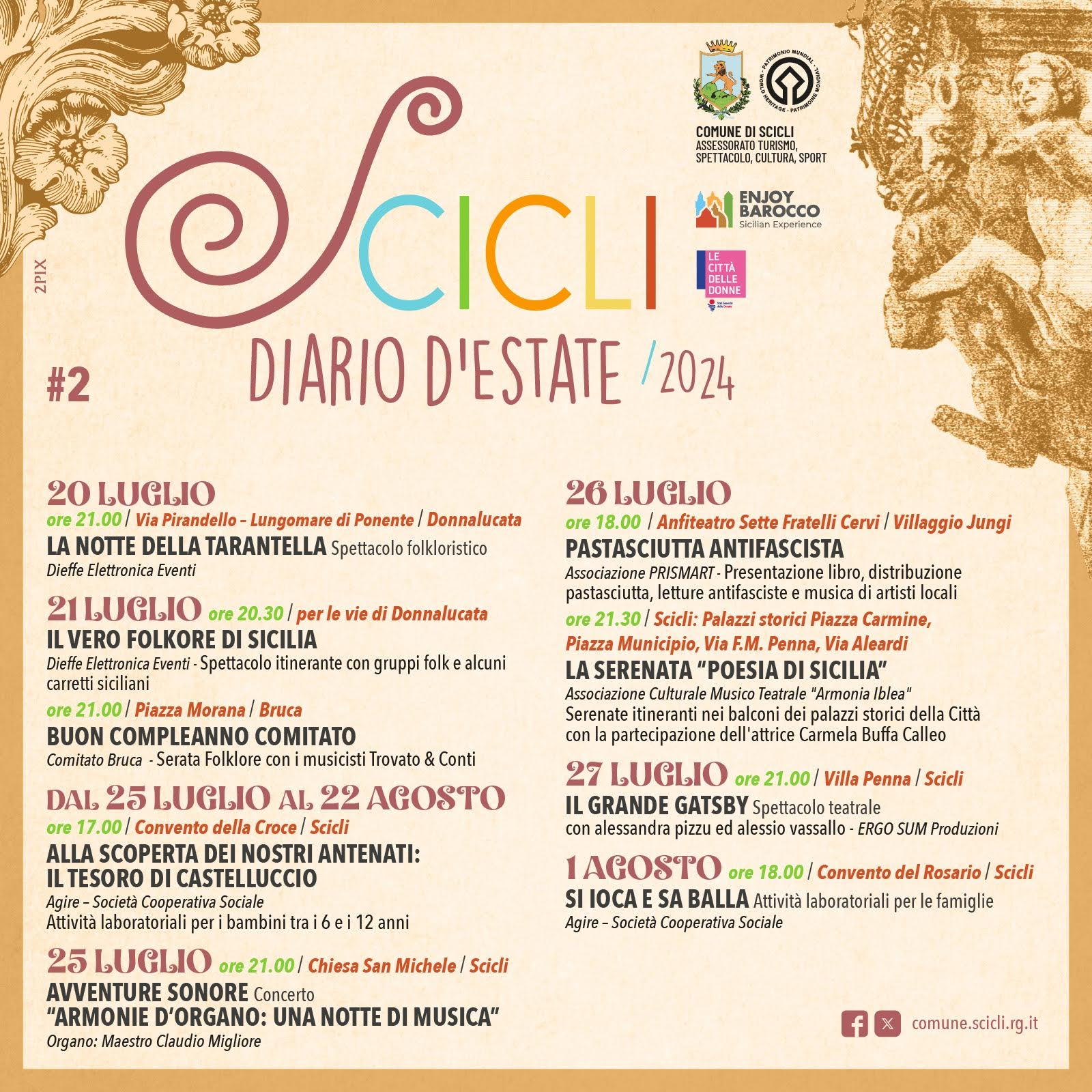 Scicli: “Il Diario d’Estate 2024”, l’amministrazione comunale pubblica il cartellone degli eventi estivi