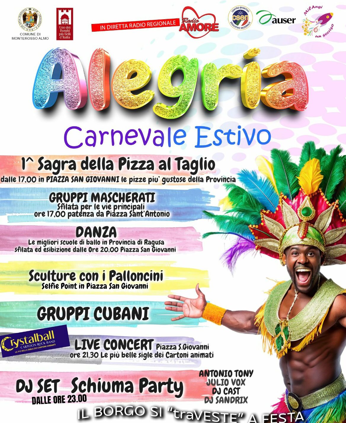 Domenica a Monterosso il Carnevale estivo, 10 ore di divertimento sulle strade del centro montano