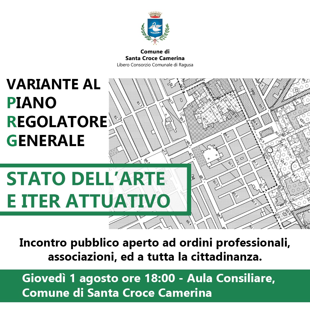 Variante al Piano Regolatore: incontro aperto al pubblico a Santa Croce Camerina