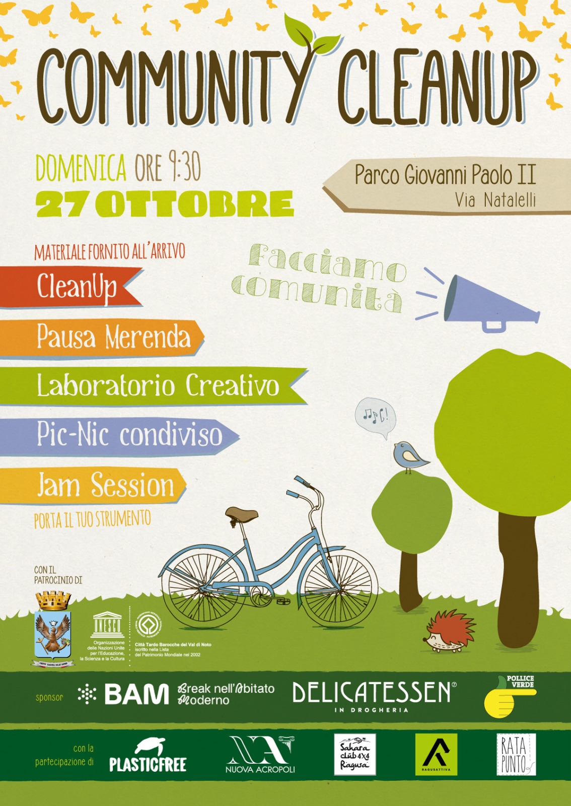 La Community Cleanup domenica in campo per pulire il parco Giovanni Paolo II a Ragusa