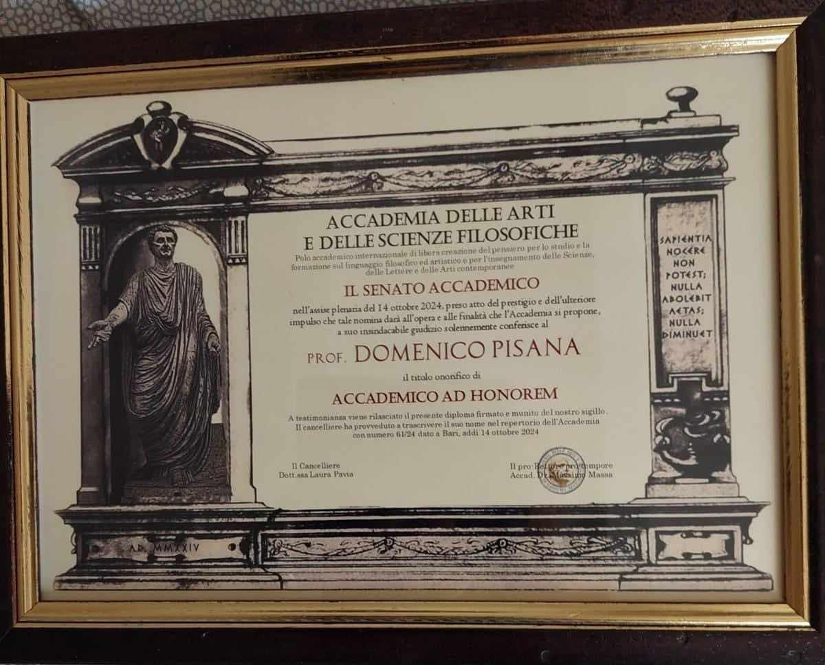 Nomina di Accademico ad Honorem a Domenico Pisana e nuovi impegni internazionali al Cairo