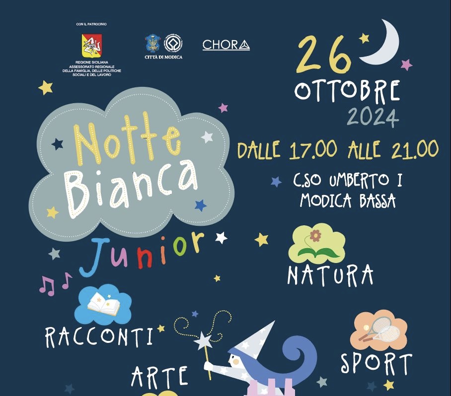 Dopo il rinvio per il maltempo,  sabato torna la Notte Bianca Junior a Modica