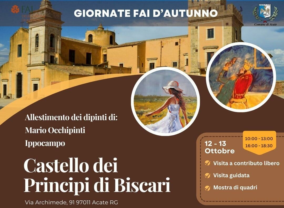 XIII^edizione delle giornate FAI d’Autunno, sabato e domenica, aderiscono Acate e Ragusa