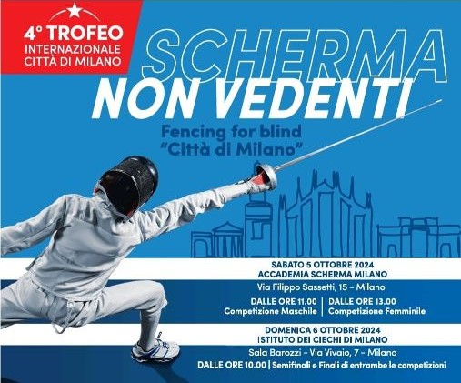 Scherma: A Milano la IV^ edizione del Trofeo Internazionale non vedenti, Carnazza in pedana per la Scherma Modica