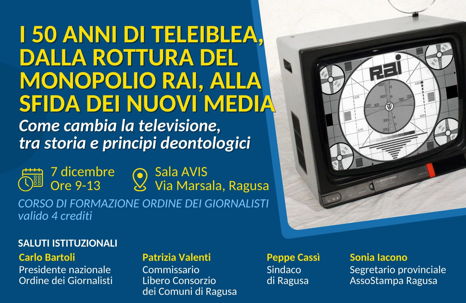 50 anni di Teleiblea, l’Argit Sicilia organizza un seminario formativo a Ragusa