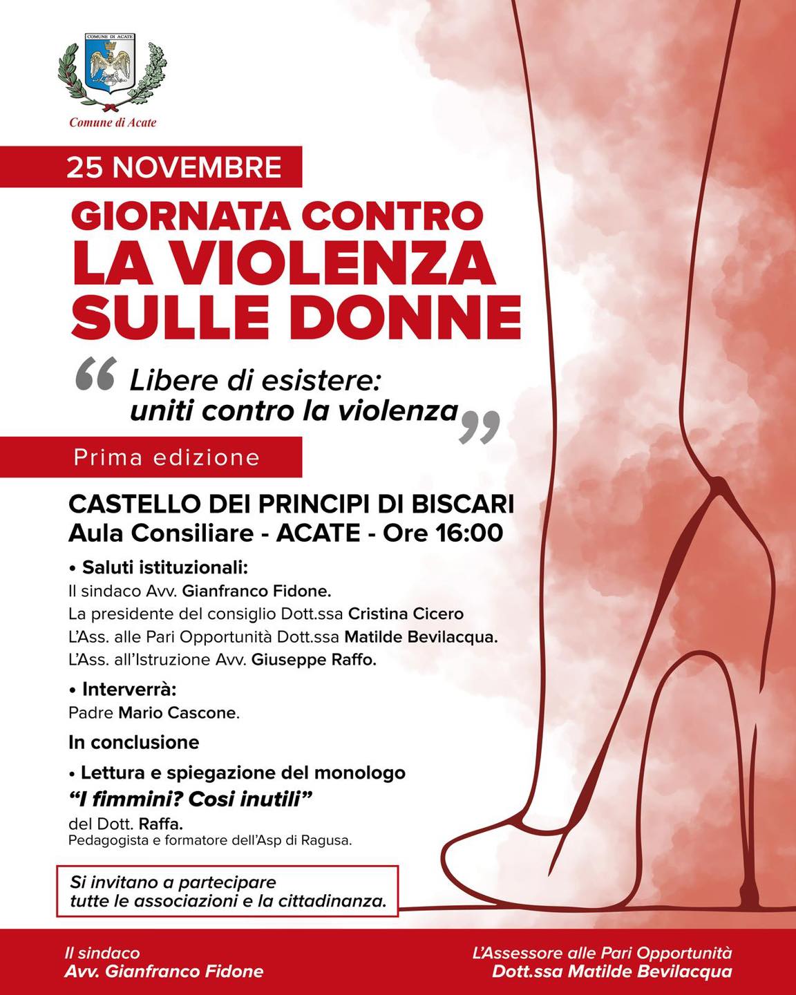 Giornata contro la violenza sulle donne: ad Acate la prima edizione di “Libere di esistere”