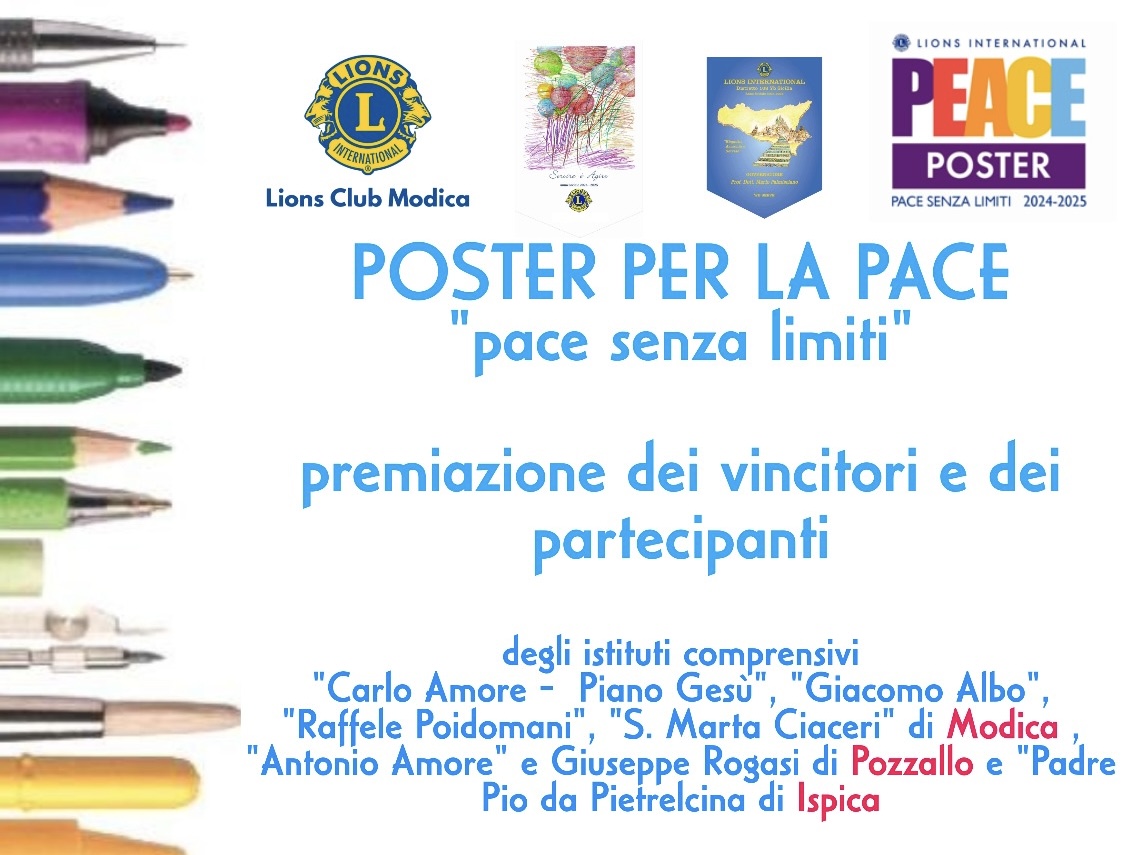 Modica,  domani la premiazione del concorso del Lions, “Un poster per la pace”