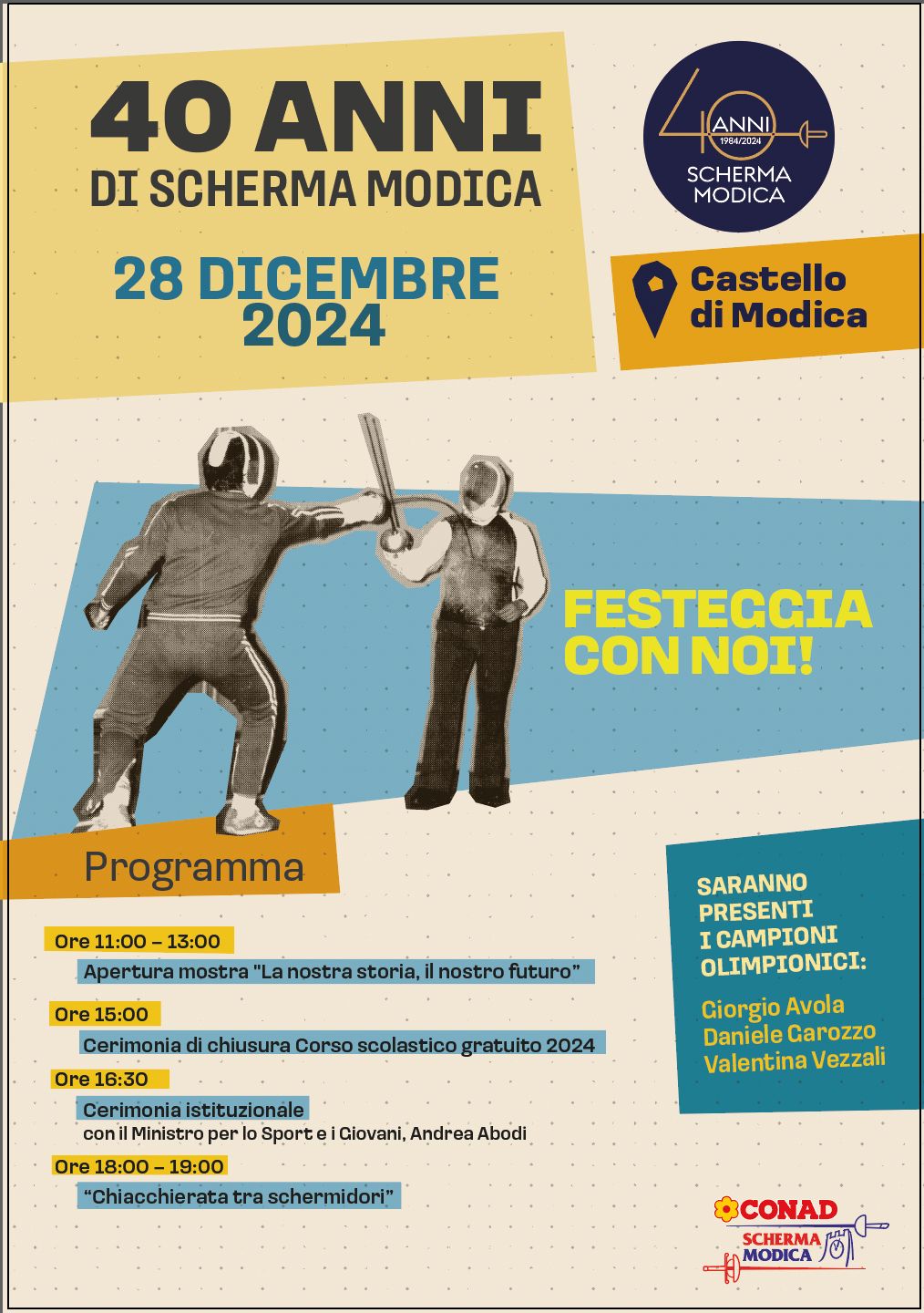 La Scherma Modica compie 40 anni, il 28 dicembre la festa al “Castello” da dove tutto ebbe inizio