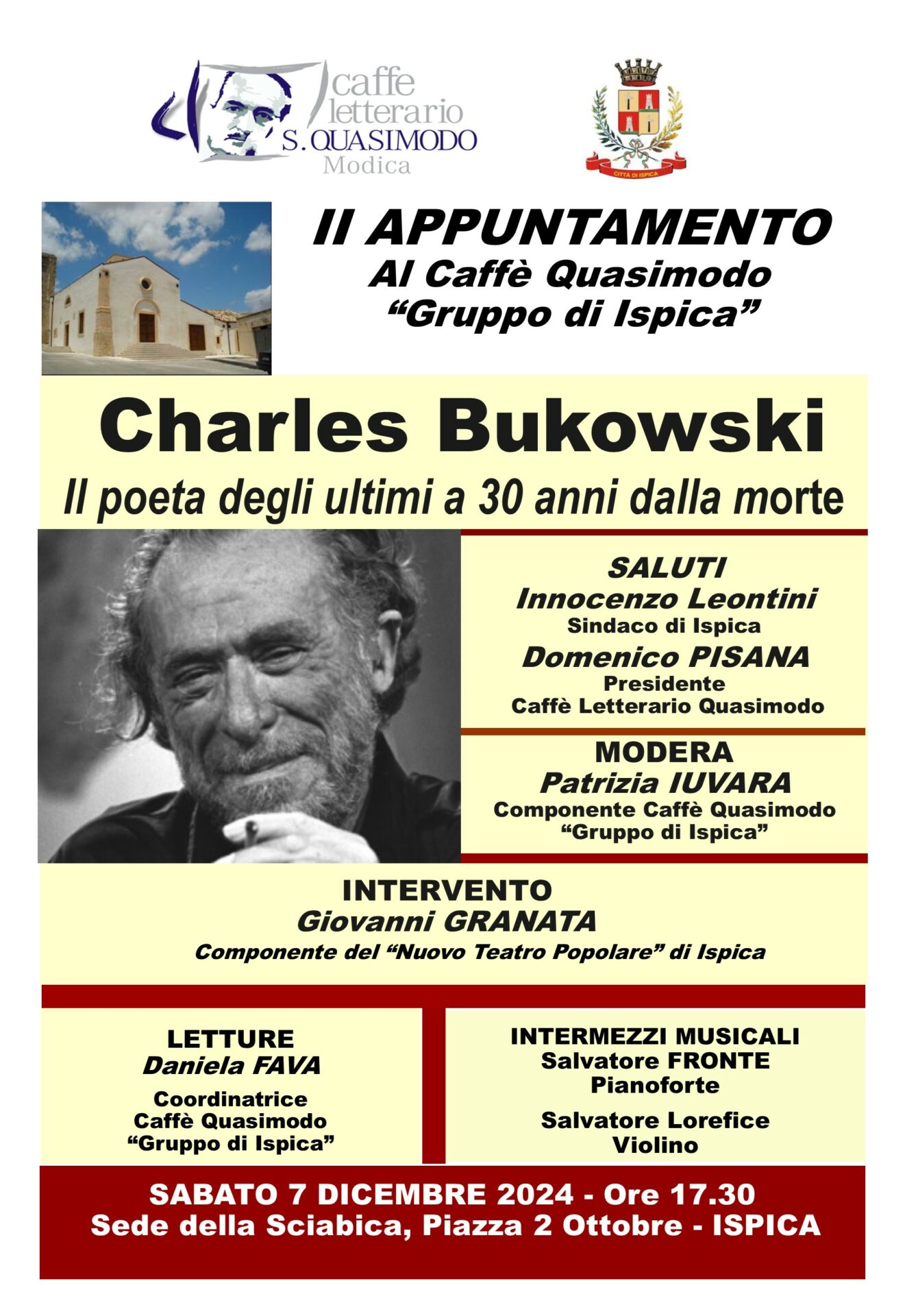 Al Caffè Letterario Quasimodo “Gruppo di Ispica”, un omaggio a Charles Bukowski