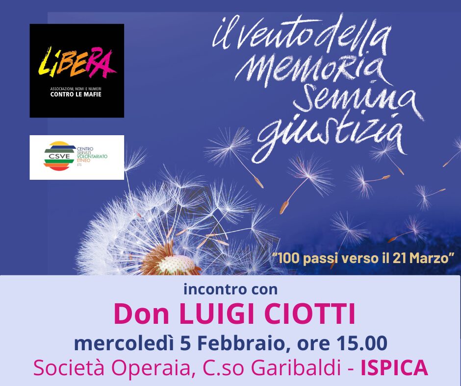 Verso la XXX Giornata della Memoria e dell’Impegno: Don Ciotti a Ragusa, Ispica e Noto