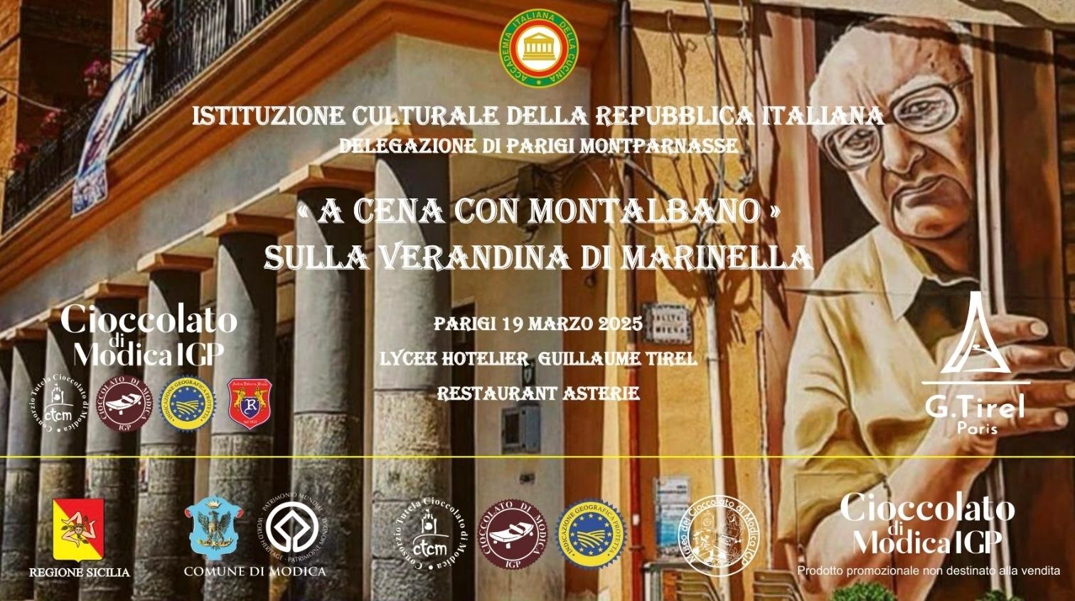 Il cioccolato di Modica a “Cena con Montalbano” a Parigi con l’Accademia della Cucina
