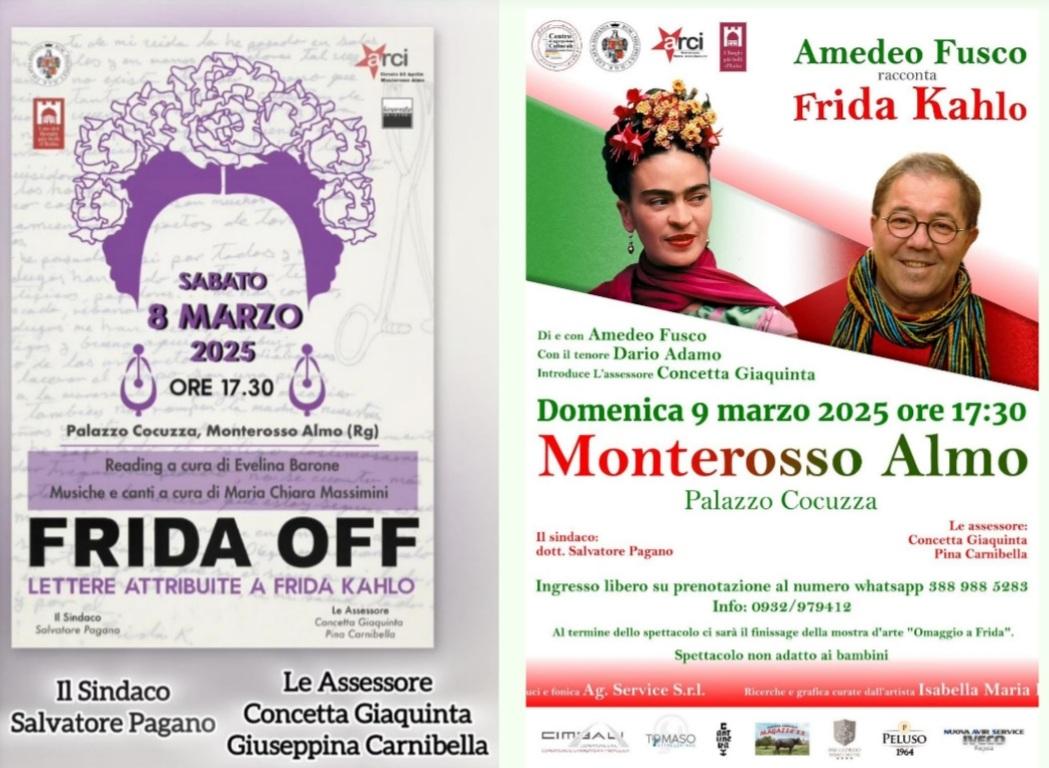 Omaggio a Frida Kahlo a Monterosso Almo, con tre eventi, nel weekend, dedicati alla pittrice