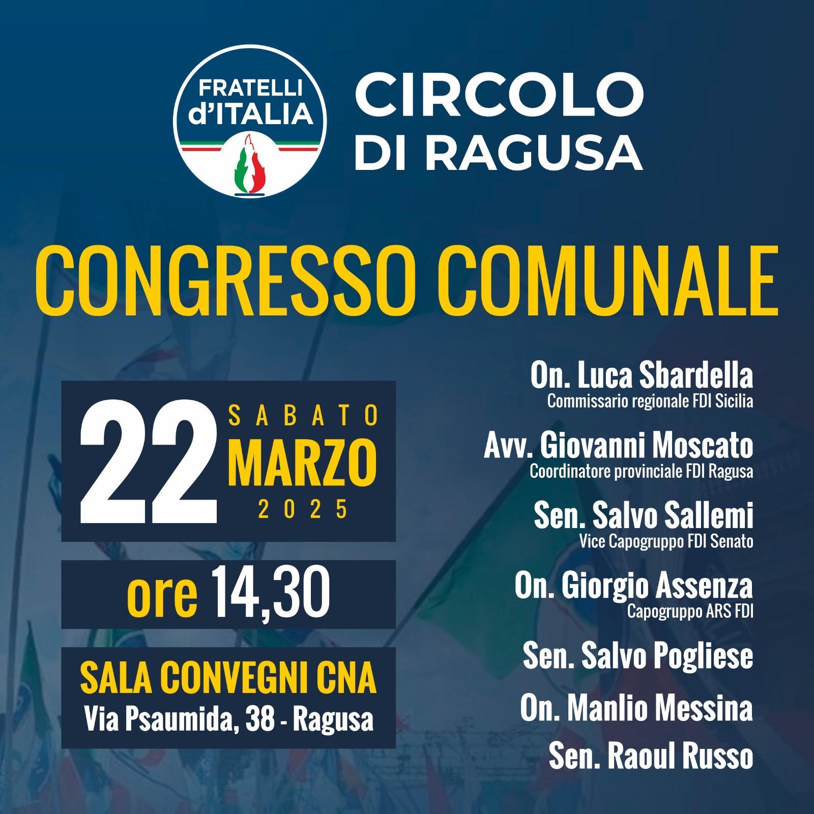 Ragusa, il circolo comunale di Fratelli d’Italia celebra il congresso cittadino