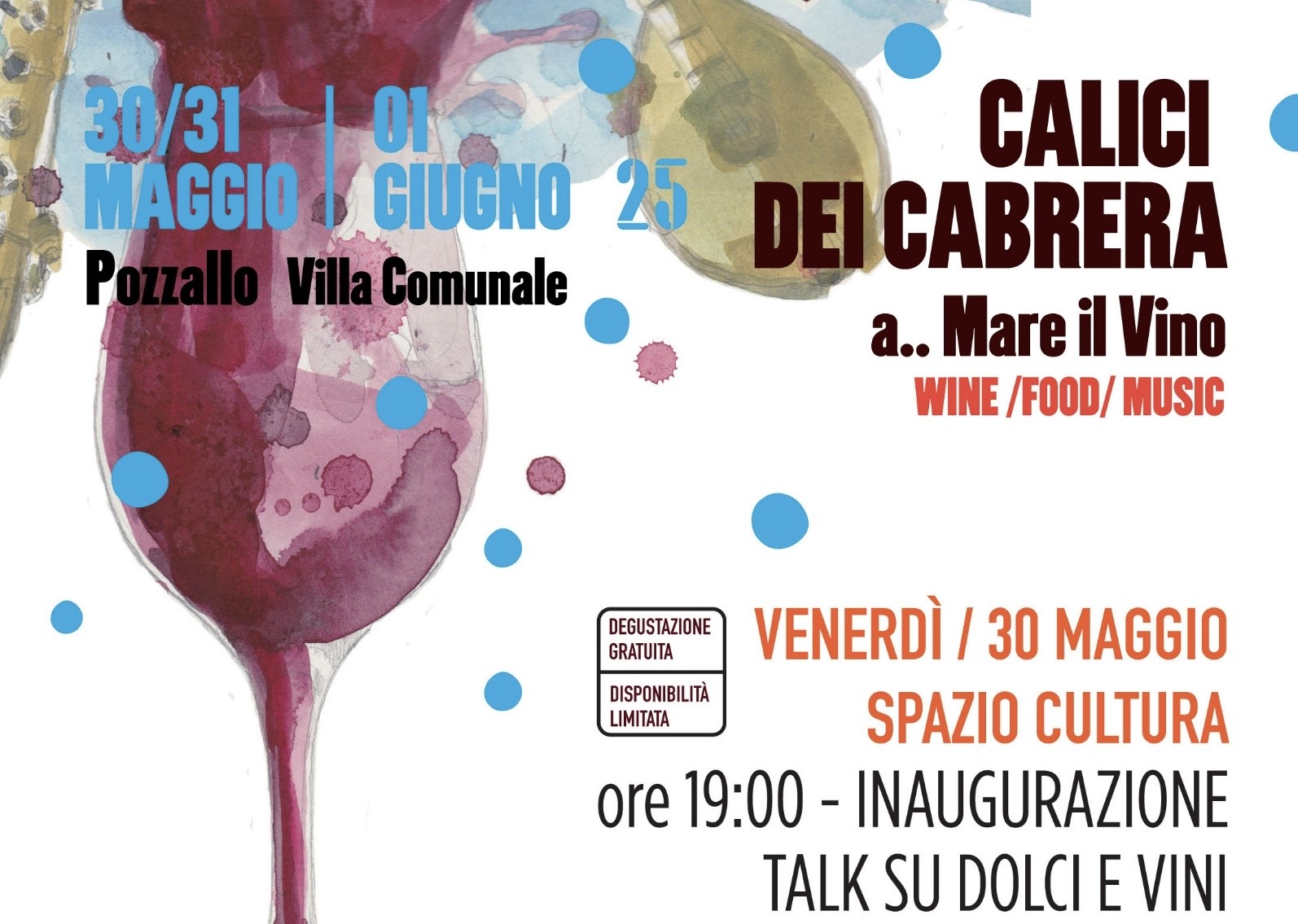 Pozzallo,  al via sabato 31 maggio la terza edizione di “I Calici dei Cabrera: A…mare il vino”